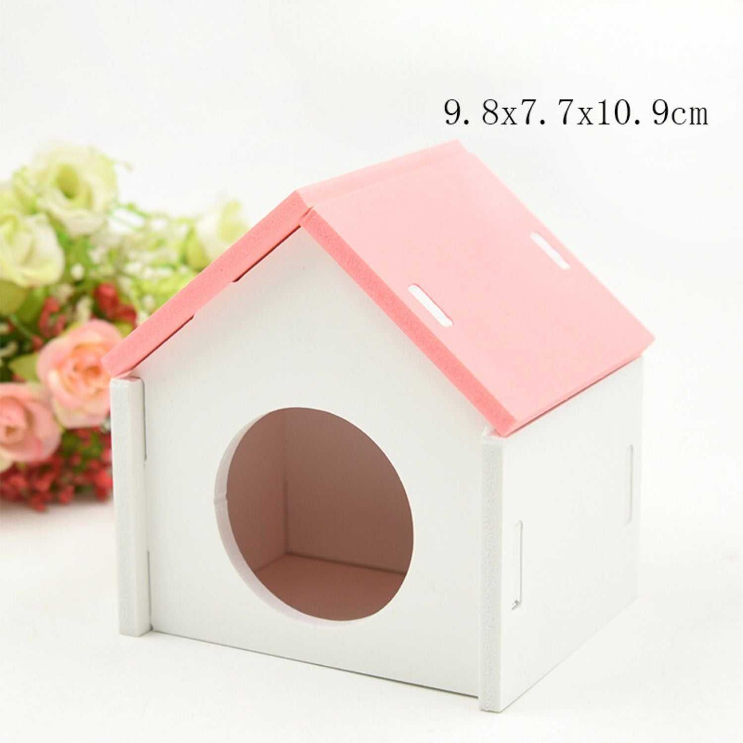 Hamster Speelset huisje roze dak rond ingang